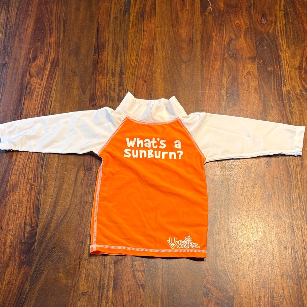 Orange and White Swim Shirt, kids size 12-24m